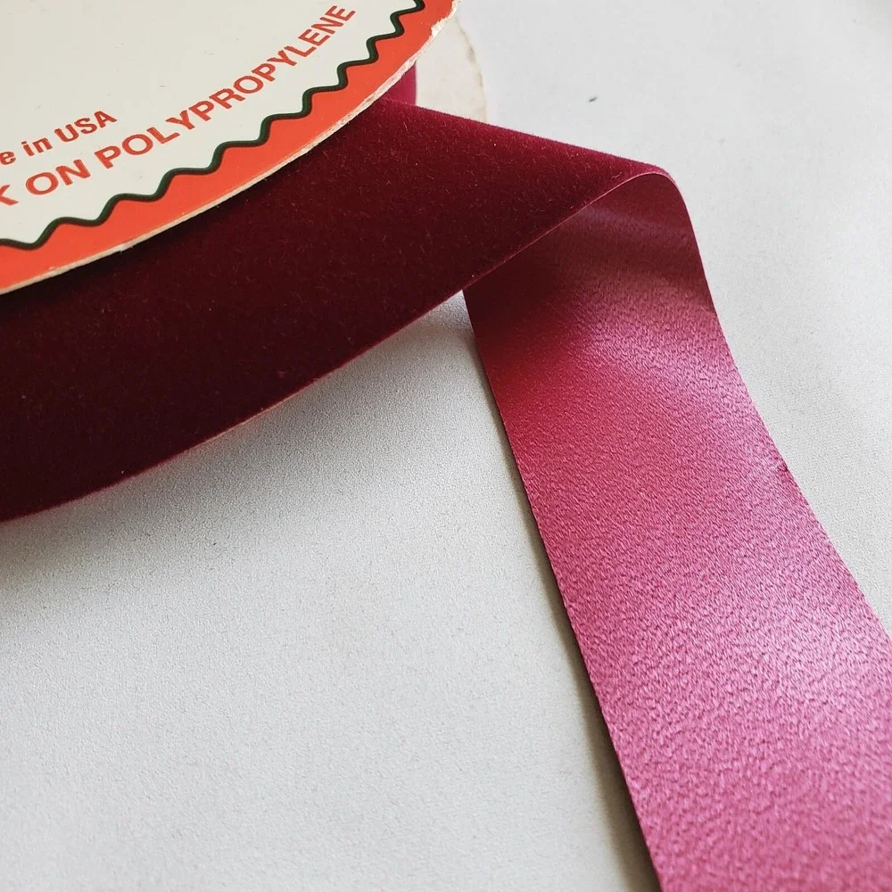 Vel-Touch Vintage Velvet Ribbon Spools Red Burgundy Wine 1 1/4
